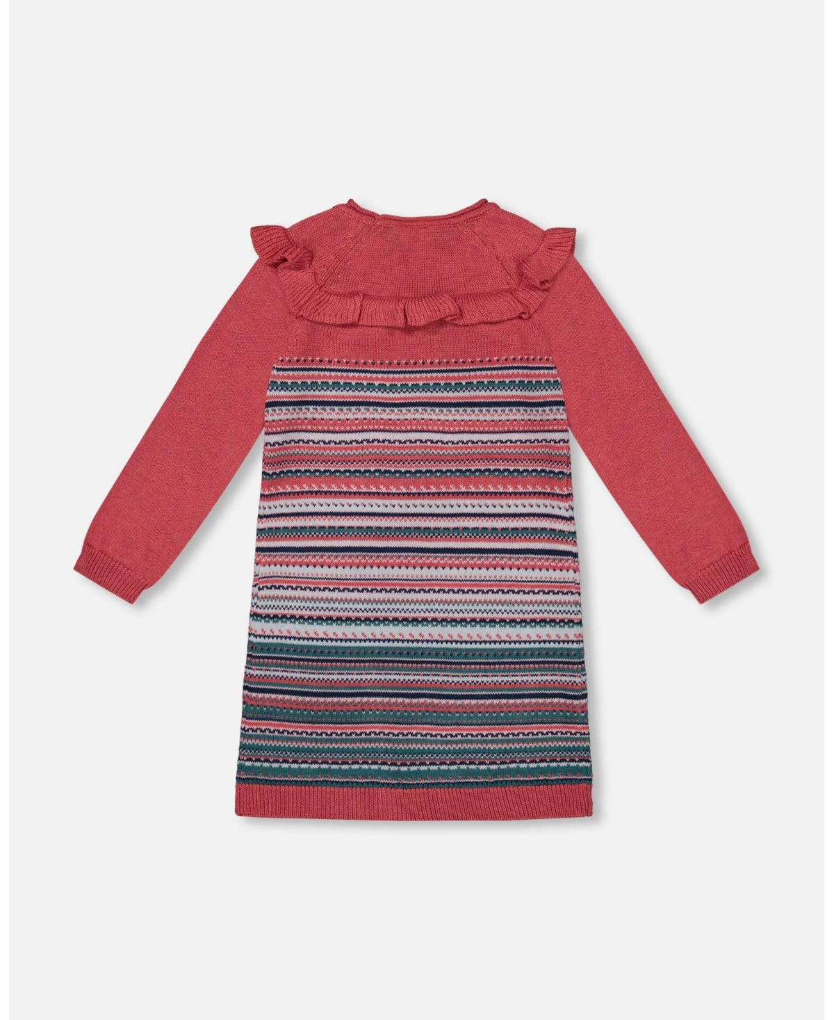 Deux par Deux Big Girls Jacquard Stripe Sweater Dress Pink And Blue - Pink and blue