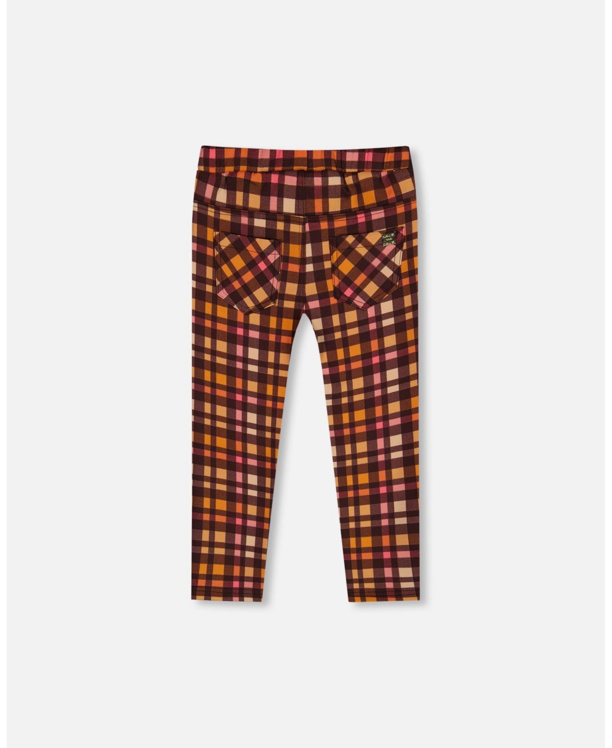 Deux par Deux Big Girls Milano Treggings Plaid Magenta And Brown - Plaid magenta and brown