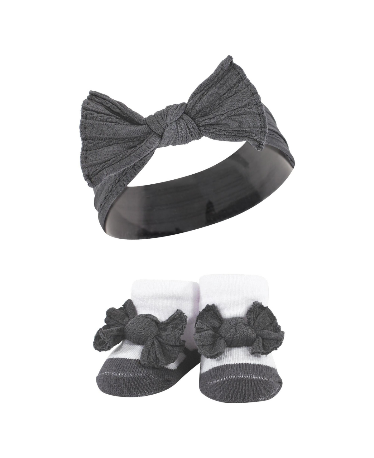 Hudson Baby Baby Girls Headband and Socks Giftset, One - Black wild rose leopard