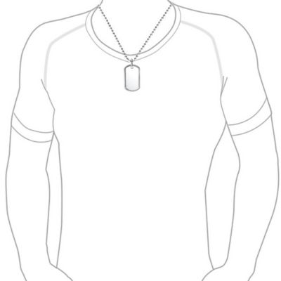 Large Army Military Dog Tag Long Bead Ball Chain Pendant Necklace Sterling Silver