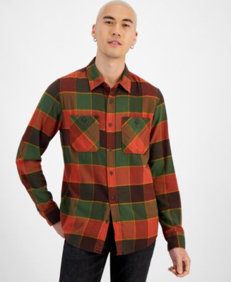 Sun Stone Mens Randy Flannel Shirt Jacket Brown Size Medium main image 0
