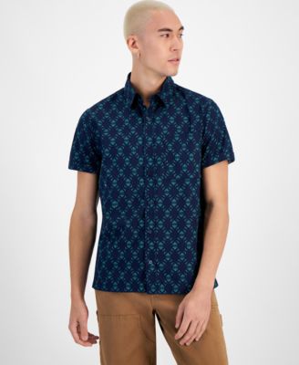 Sun + Stone - Men's Azter Geo-Print Short-Sleeve Shirt, Created for Macy's