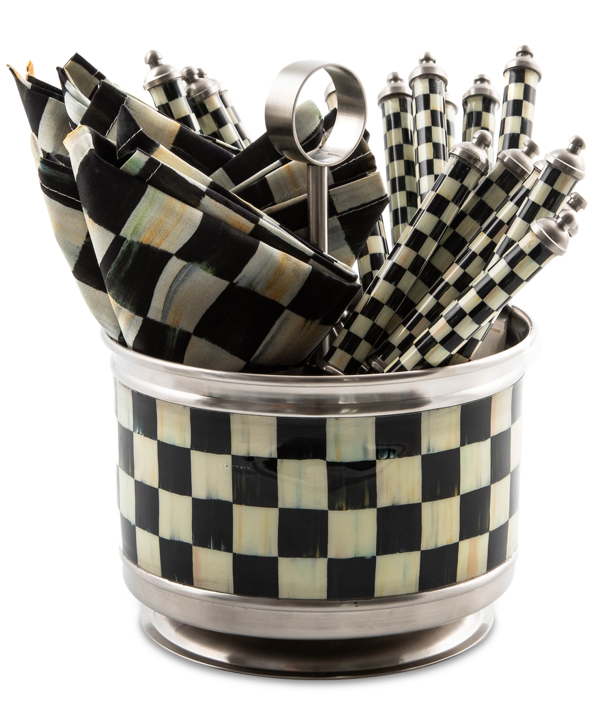 Mackenzie-childs Supper Club Courtly Check Flatware Caddy In No Color