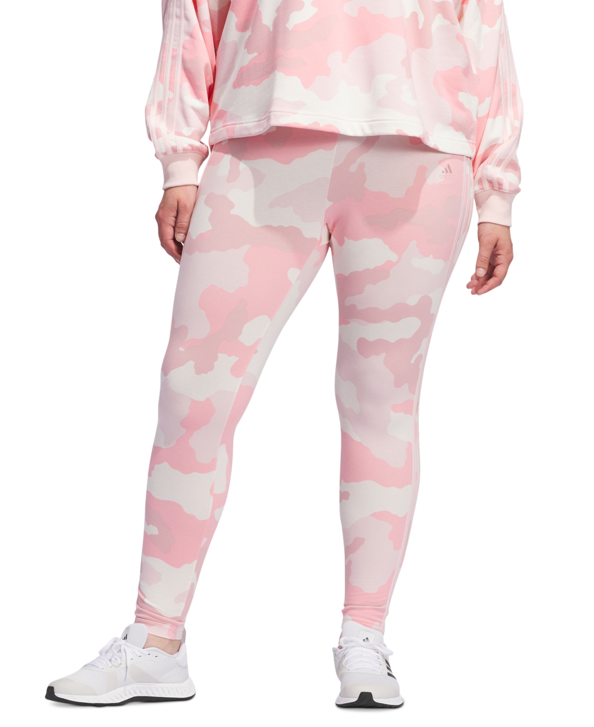 adidas Plus Size Camo Print Three Stripe Leggings