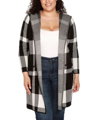 Belldini Plus Size Hooded Plaid Coatigan Sweater Macy's