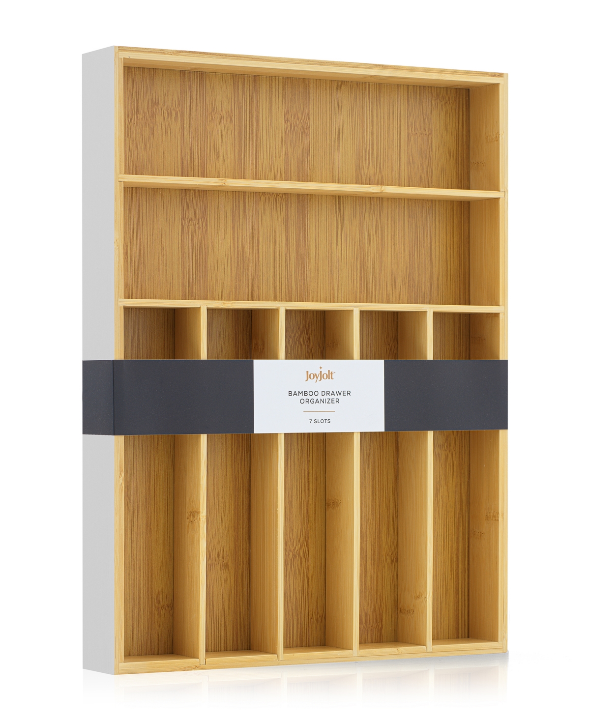 JOYJOLT BAMBOO 7 SLOT DRAWER ORGANIZER FOR KITCHEN UTENSILS 