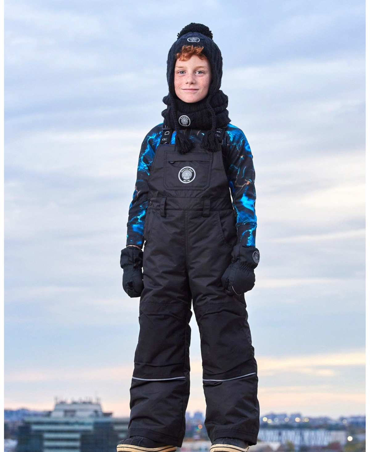 Deux par Deux Kids Unisex Overall Snow Pants- Black