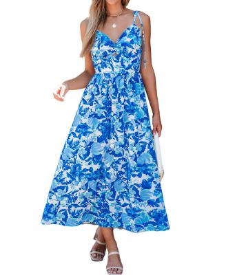 CUPSHE Women's Floral Print Tie Strap Maxi Beach Dress - Macy's