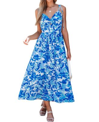 Cupshe Women's Floral Print Tie Strap Maxi Beach Dress - Macy's