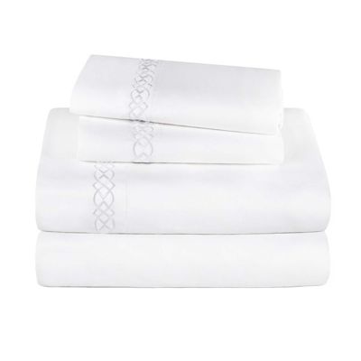 1000 Thread Count Egyptian Cotton Embroidered Bed Sheet Set, King