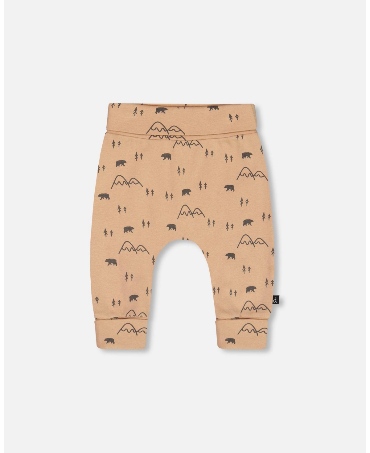 Deux par Deux Baby Boys Baby Organic Cotton Evolutive Pant- Sand printed mountains