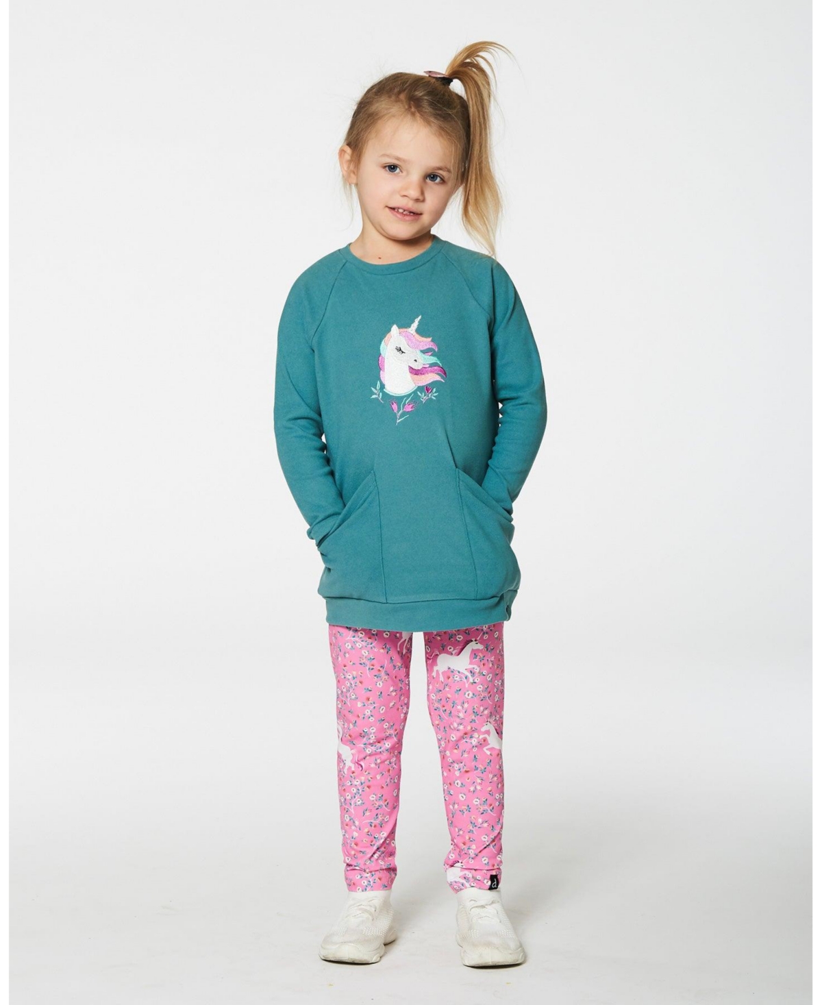 Deux par Deux Big Girls Tunic With Front Pocket- Emerald green