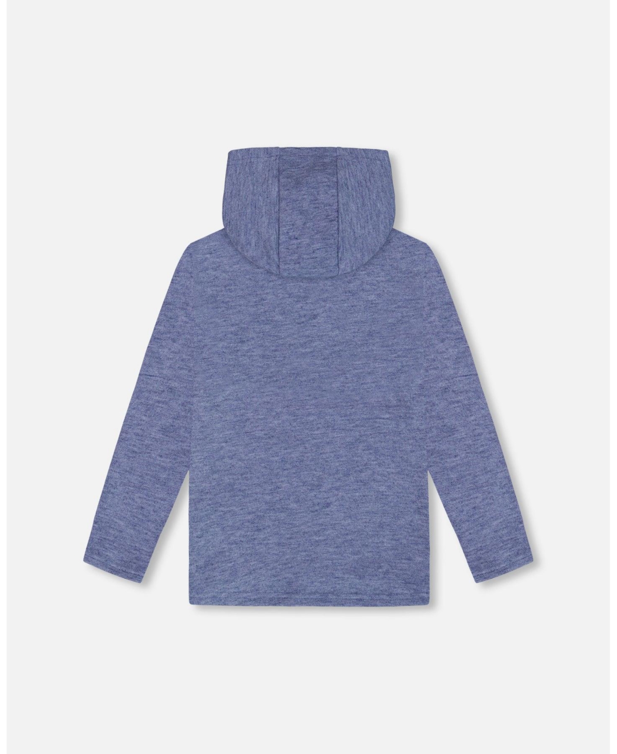 Deux par Deux Big Boys Super Soft Brushed Hooded T-Shirt With Print- Blue