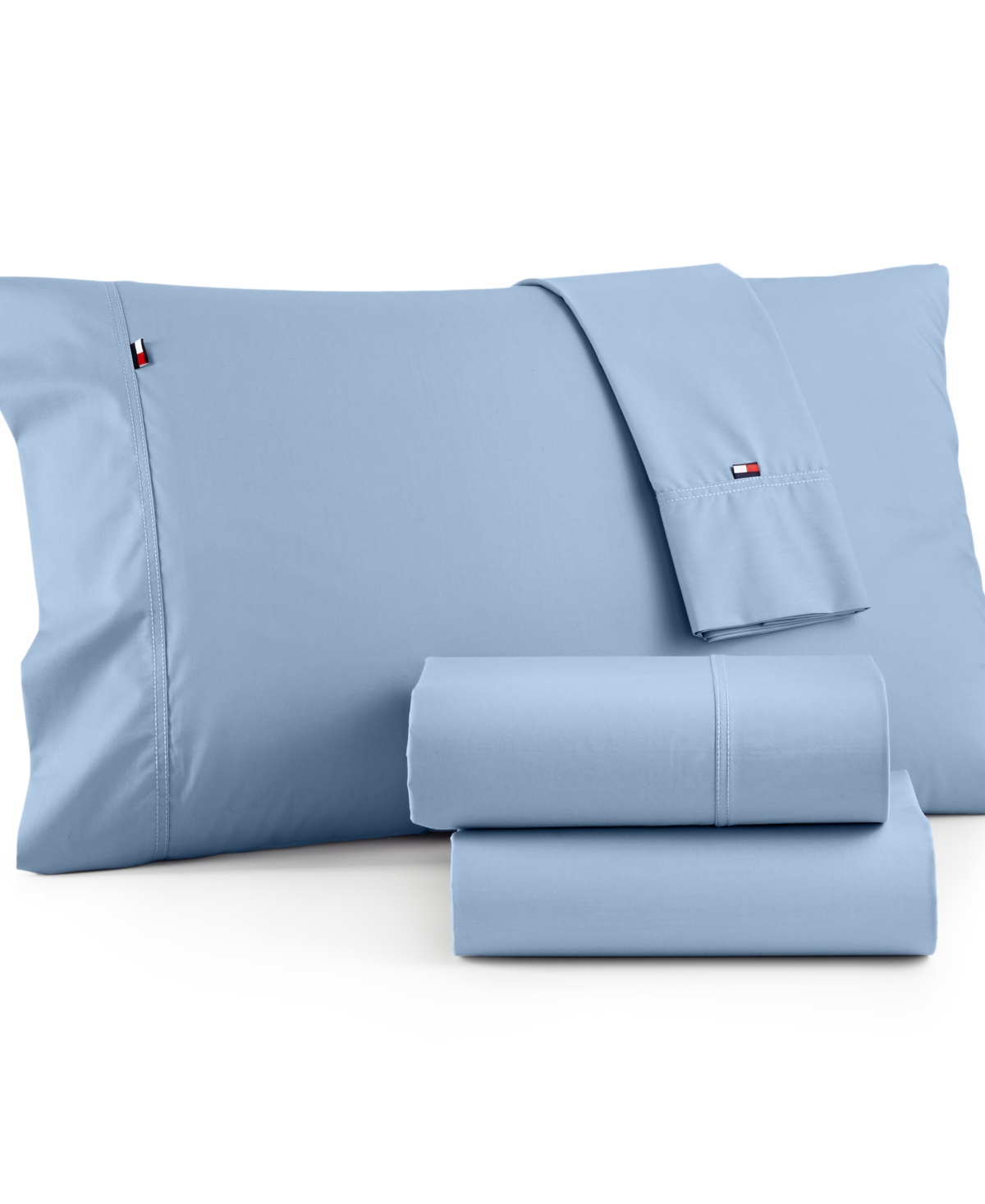 Tommy Hilfiger Solid Core Full Sheet Set Bedding In Light Blue