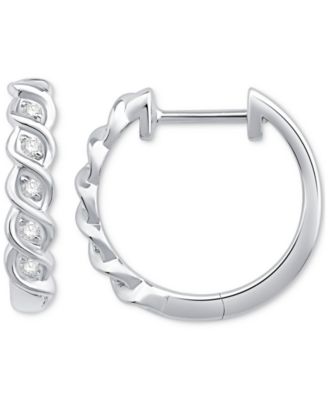 Diamond Small Huggie Hoop Earrings (1/10 ct. t.w.) in 10k White Gold