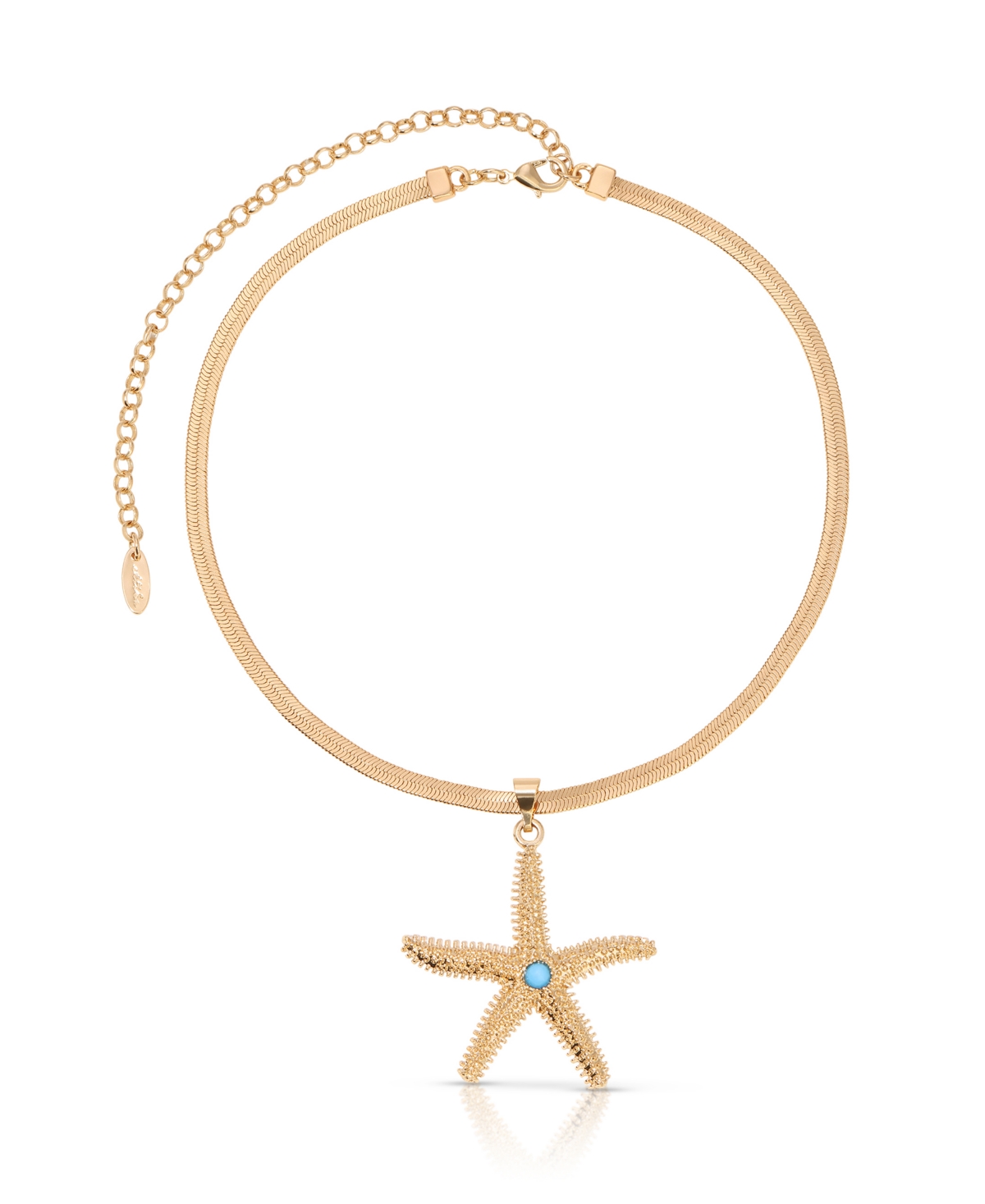 Turquoise Starfish Pendant Herringbone Chain Necklace - Turquoise