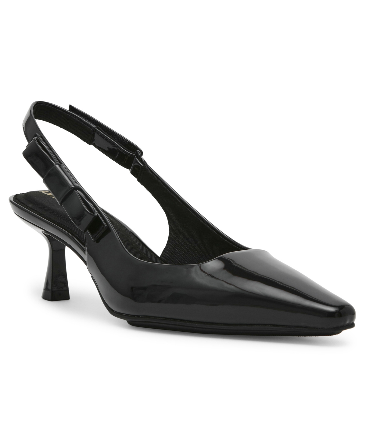 Shop Anne Klein Women's Carmel Slingback Kitten Heel Pumps In Black Patent