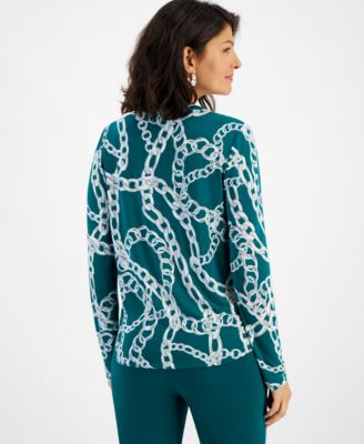 Миниатюрный топ с карманом на молнии и длинным рукавом с принтом I.N.C. International Concepts, созданный для Macy's 