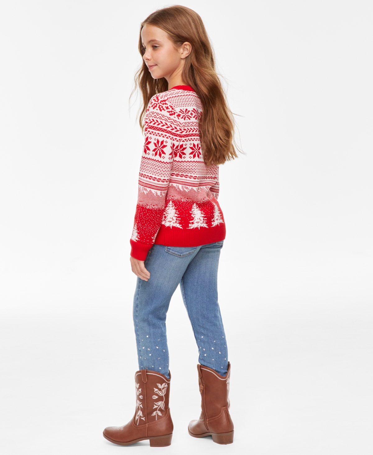 Holiday Lane Big & Little Girls Fair Isle Sweater, Created for Macy's