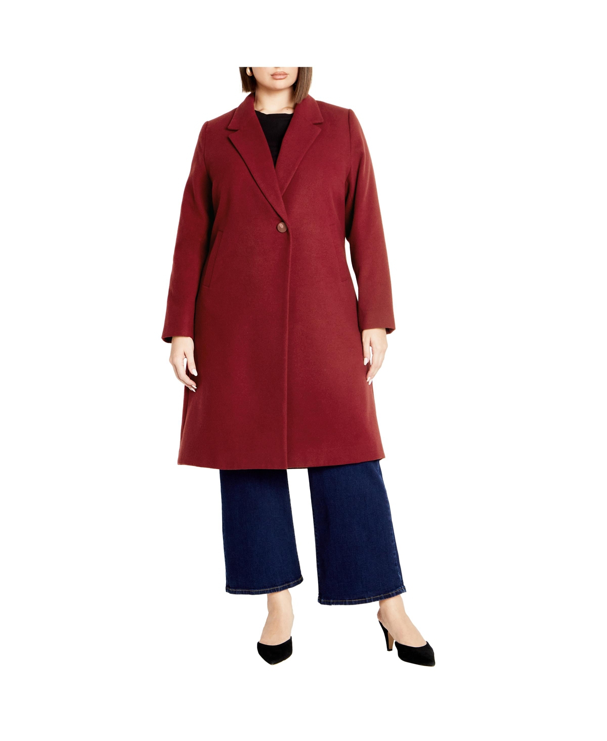 Plus Size Effortless Chic Coat - Cabernet