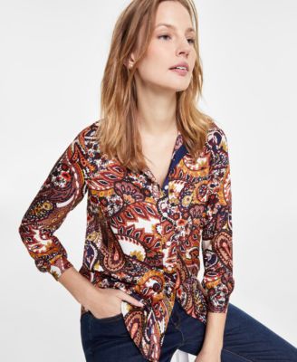 Jones New York - Women's Printed Relaxed Utility Blouse