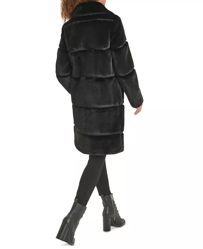 Women's Faux-Leather Trim Faux-Fur Coat - thumbnail 6