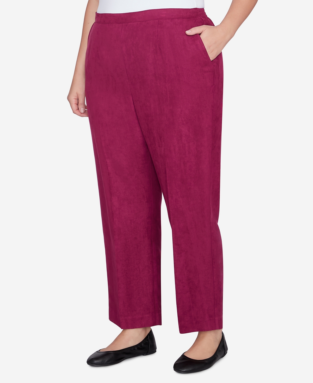 Alfred Dunner Plus SizeCountry Soft Microfiber Side Seam Pocket Short Length Pant - Wine