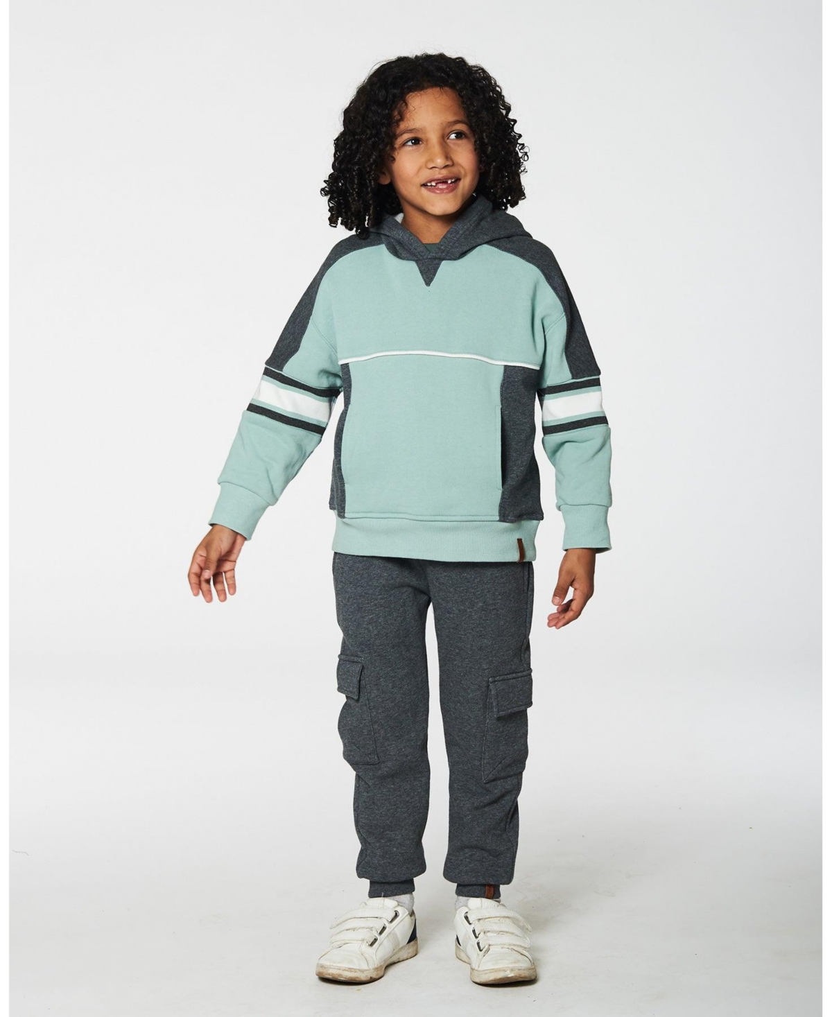 Deux par Deux Big Boys Fleece Sweatpants With Cargo Pockets- Dark gray
