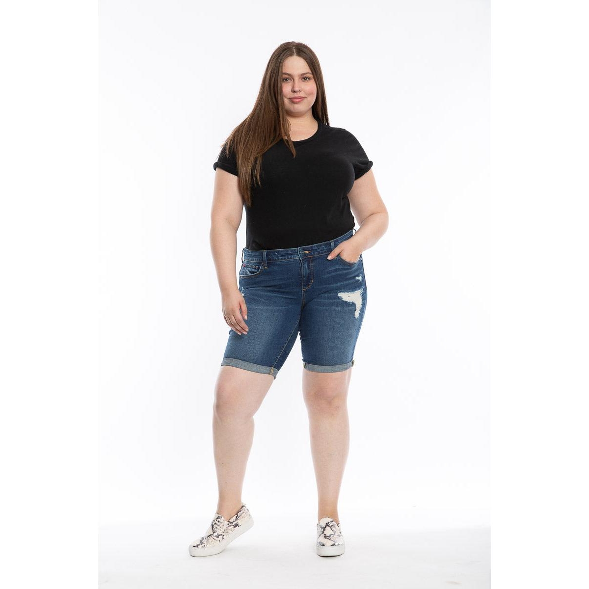 Plus Size Mid Rise Bermuda Shorts - Teresa