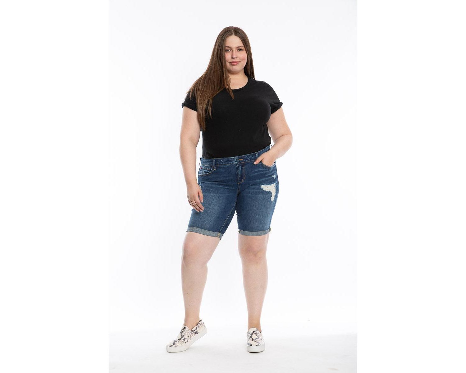 Plus Size Mid Rise Bermuda Shorts