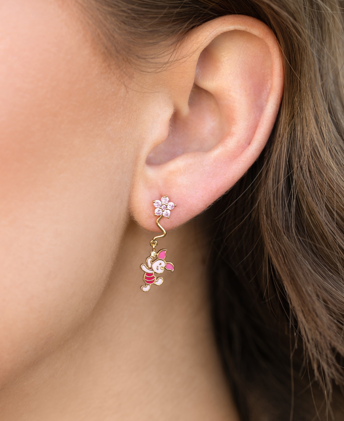 Girls Crew Disney Winnie The Pooh Multi-color Piglet Dangle Earrings In Silver