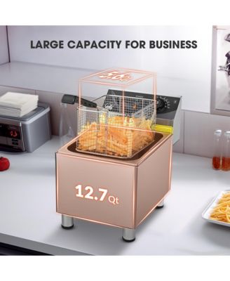 WeChef Electric Deep Fryer Countertop Deep Fryer with Basket 12L Stainless Steel Fryer for Restaurant and Home Use Easy to Clean Fast Heat Up Oil Fryers, 1800W 120V