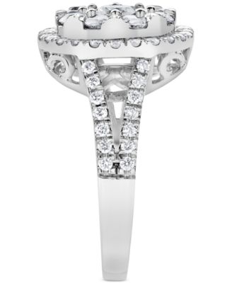 Diamond Halo Cluster Engagement Ring (1-1/2 ct. t.w.) in 14k White Gold
