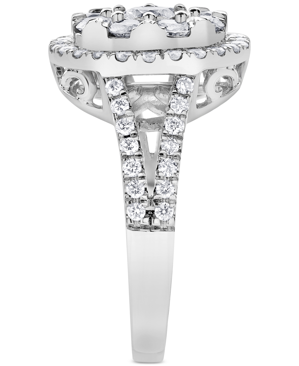 Macy's Diamond Halo Cluster Engagement Ring (1-1/2 Ct. T.w.) In 14k White Gold In White Gold
