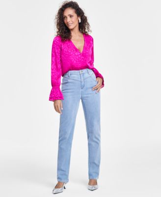 I.N.C. International Concepts - Women's High-Rise Straight-Leg Denim Jeans