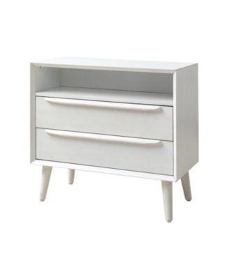 Kay Mid-century Modern 2 - Drawer End Table with  Built-In Outlets