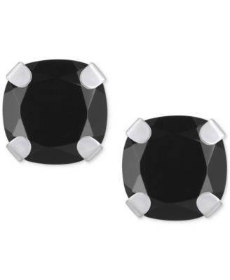 Onyx Solitaire Four Prong Stud Earrings in 14k Gold