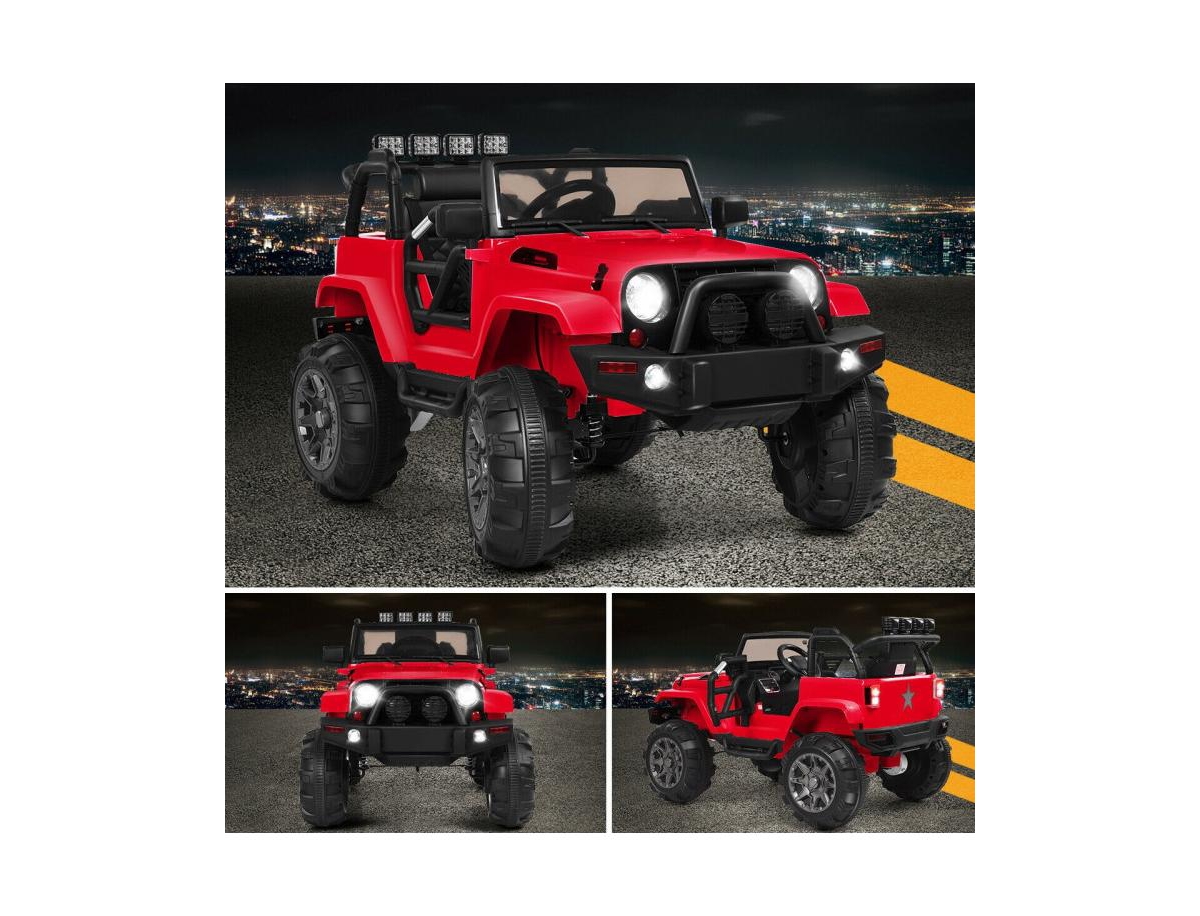 Slickblue 12V Electric Ride On Truck with Parental Remote Control and Led Lights