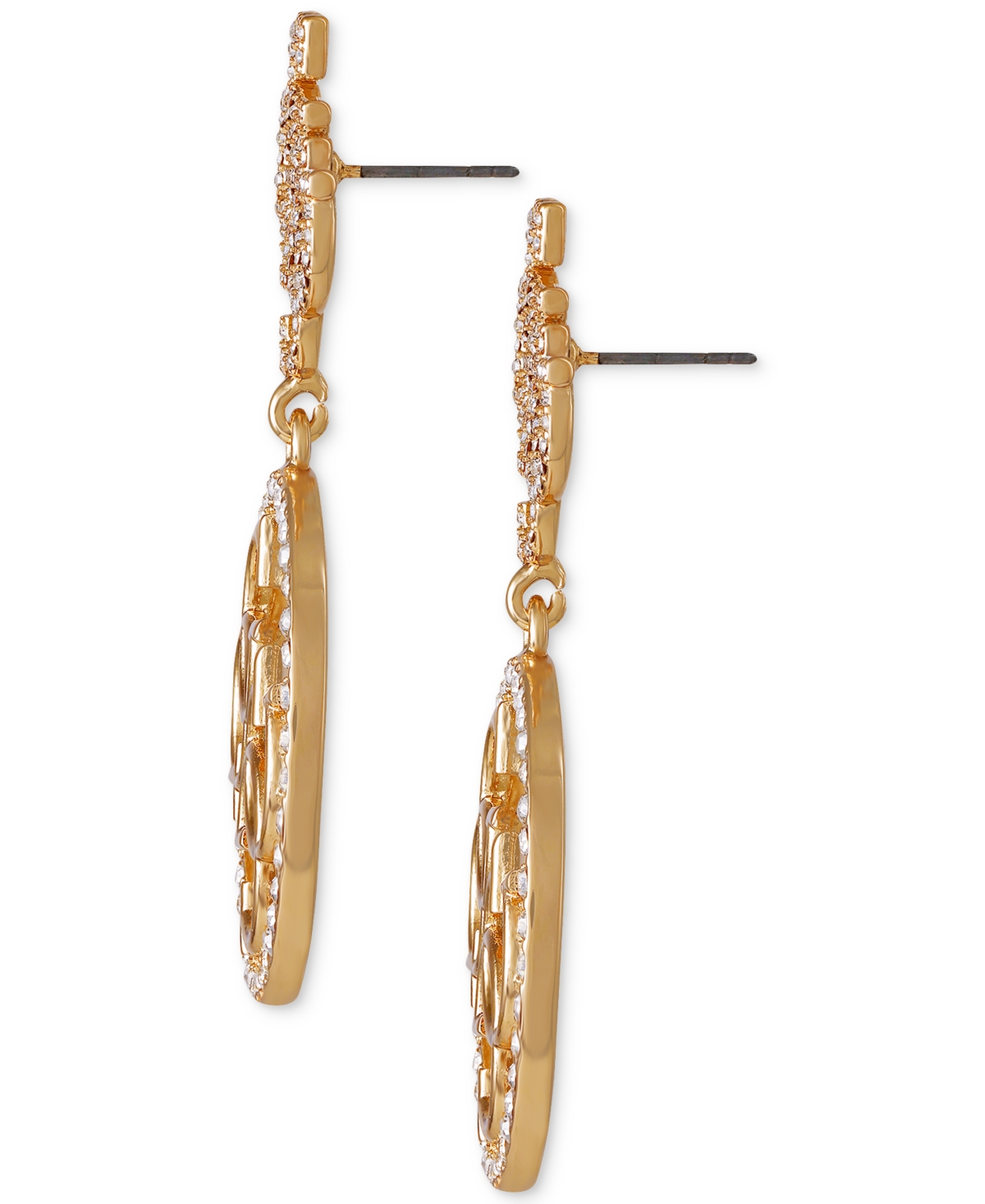 Gold-Tone Pave Crystal G Logo Drop Earrings - Gold