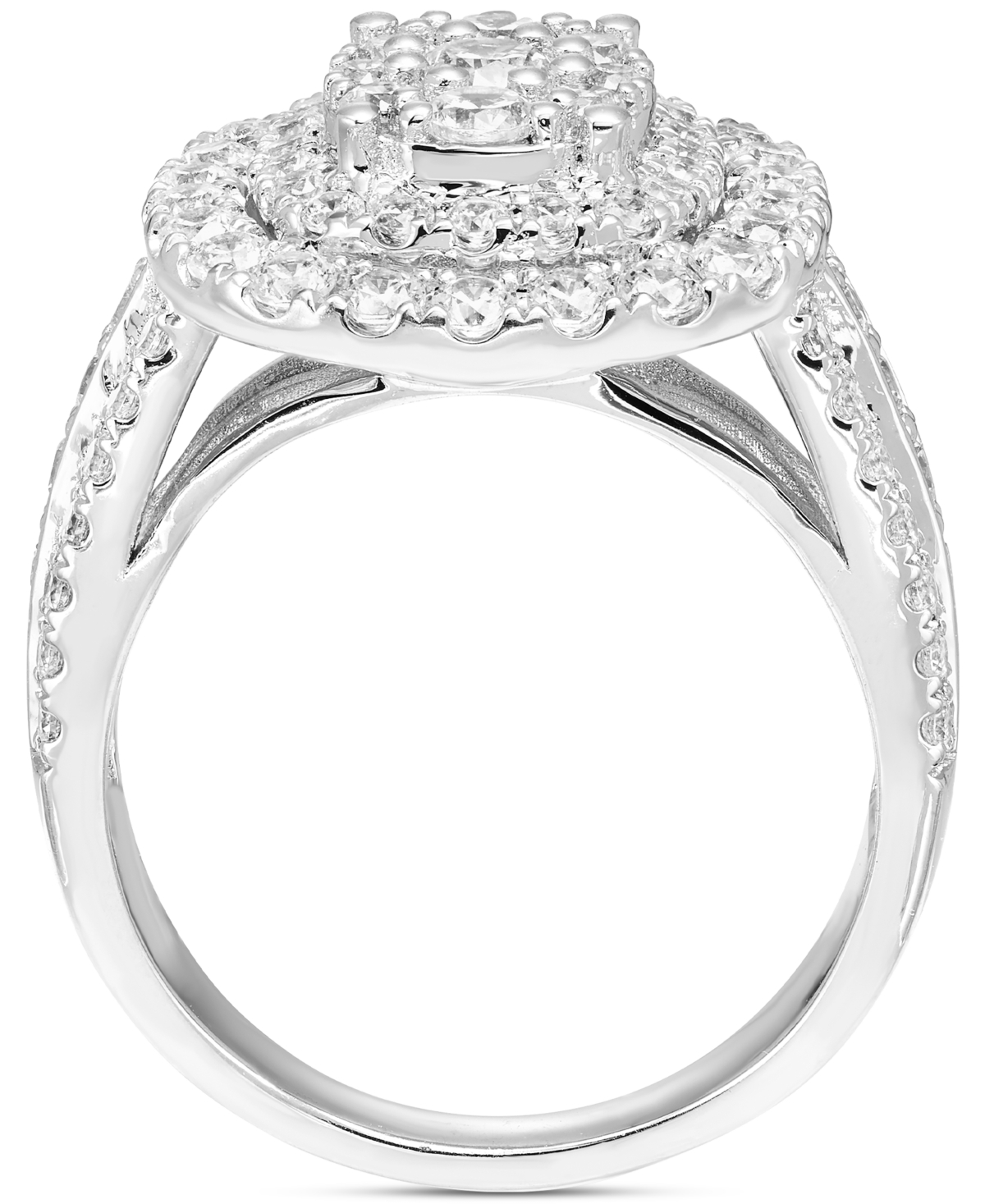 Macy's Diamond Halo Cluster Engagement Ring (2 Ct. T.w.) In 14k Gold In White Gold