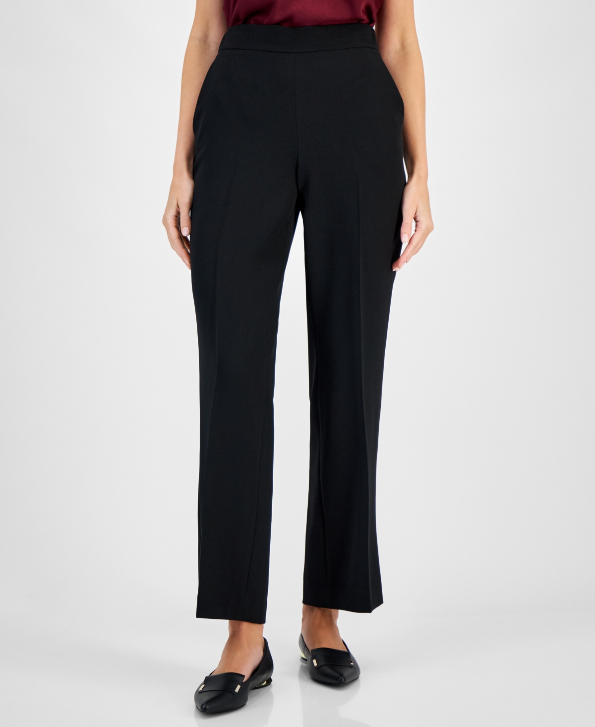 Kasper Petite Pull-On Straight-Leg Pants