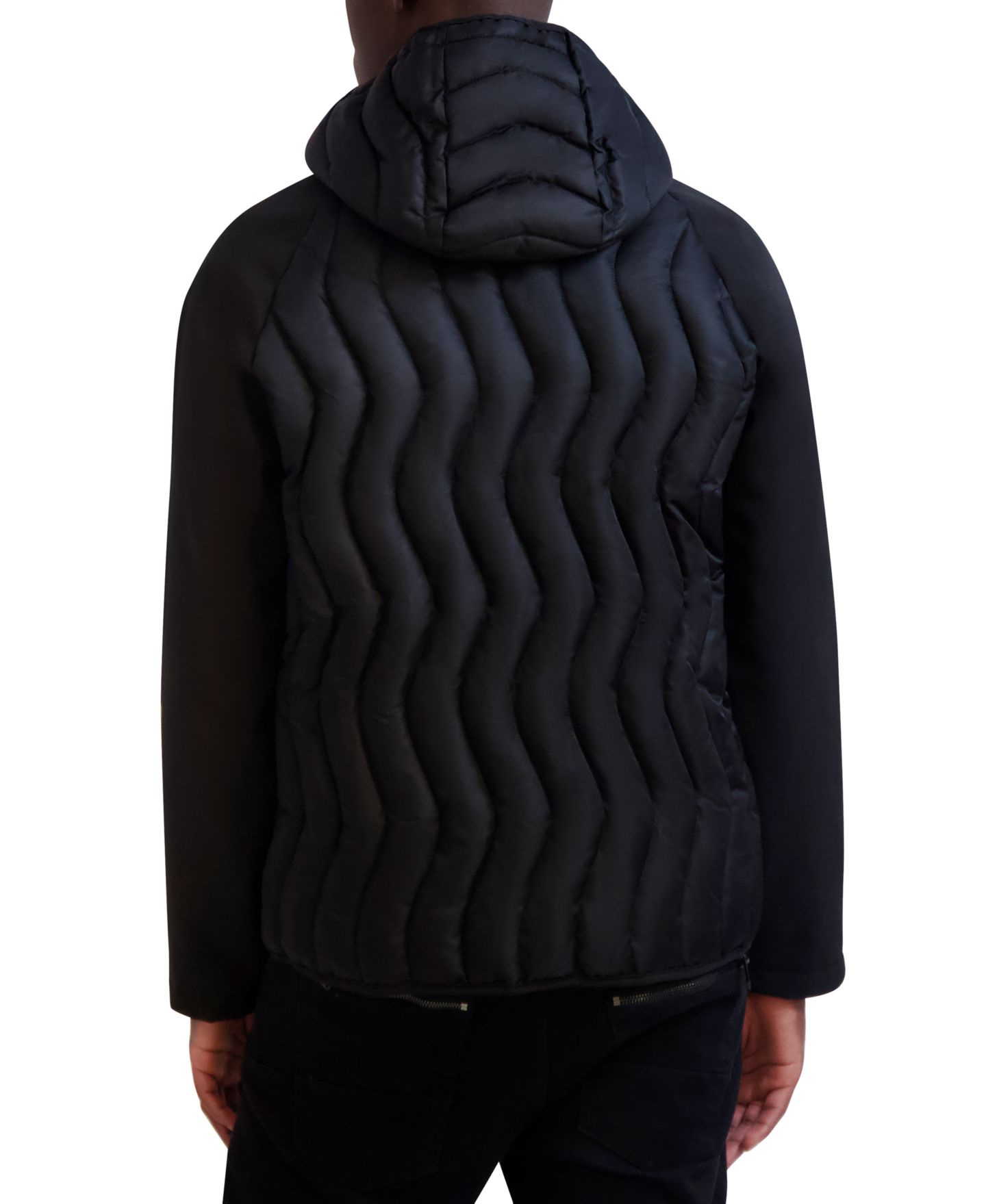 Мужская куртка KARL LAGERFELD PARIS Mixed Media Mid-Weight Puffer, цвет: Чёрный — фото 2