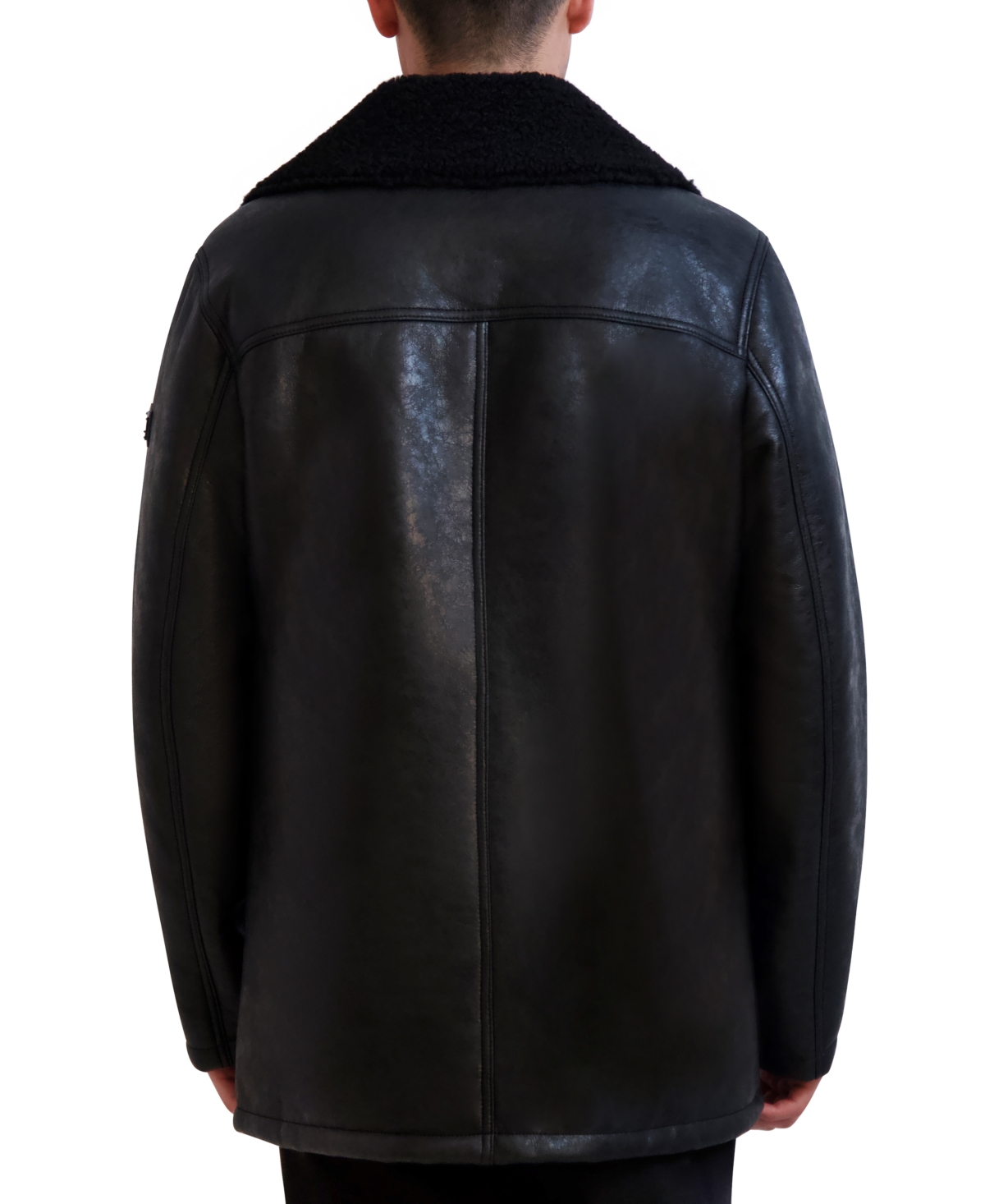 Karl Lagerfeld Men's Faux-shearling Double-breasted Car Coat In Black