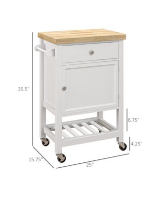 Rubberwood Top Kitchen Cart, Rolling Kitchen Island