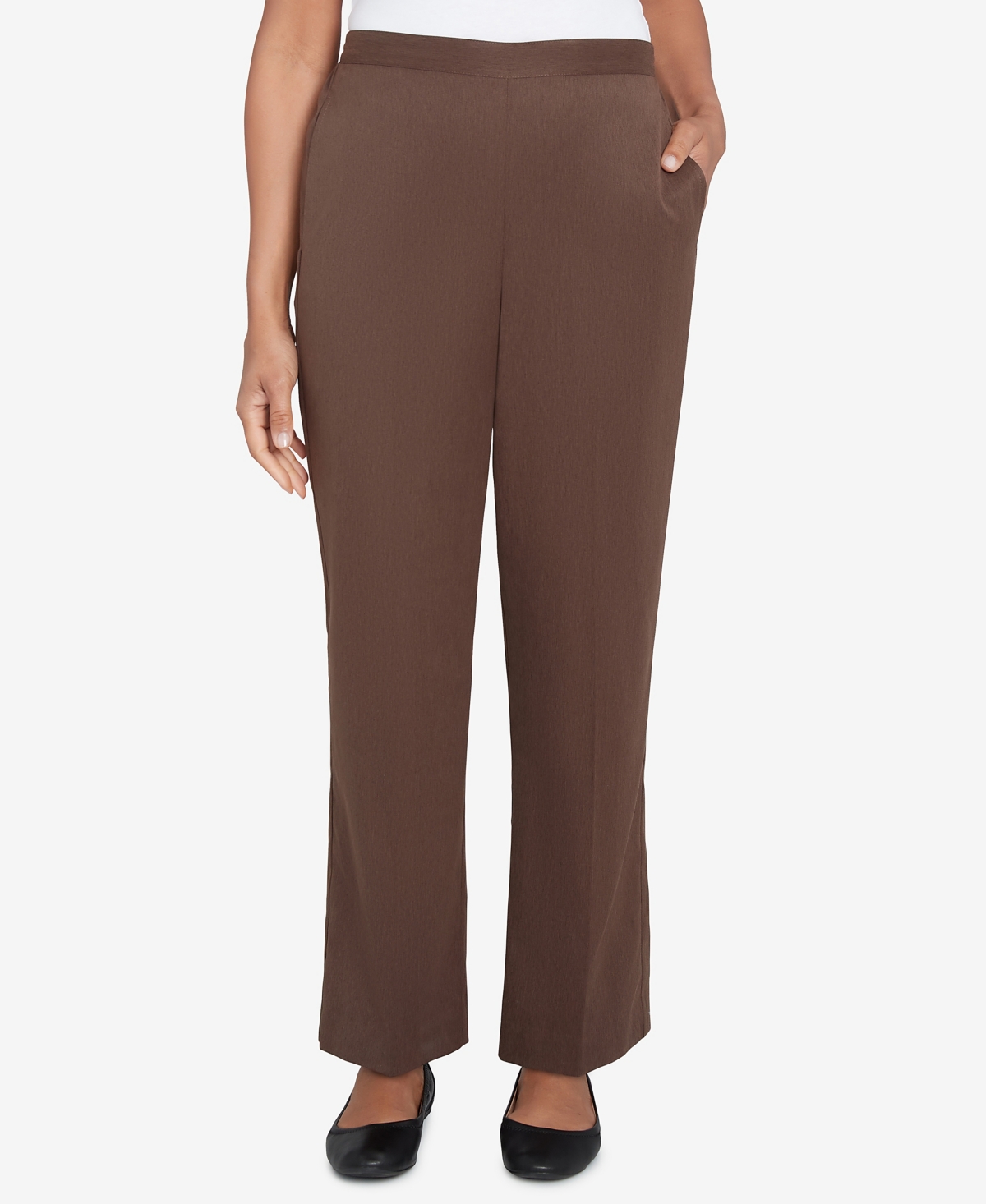 Alfred Dunner Plus Womens High Rise Heathered Straight Leg Pants In Chocolate