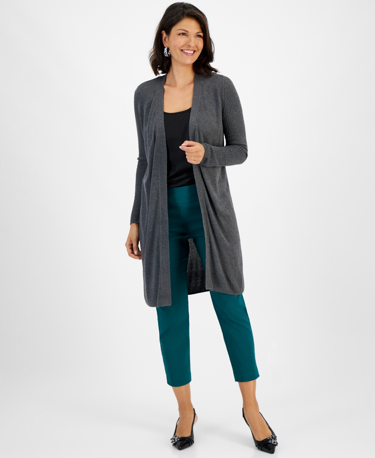 Inc International Concepts Women's Open-front Duster, Created For Macy's In Warm Toffe