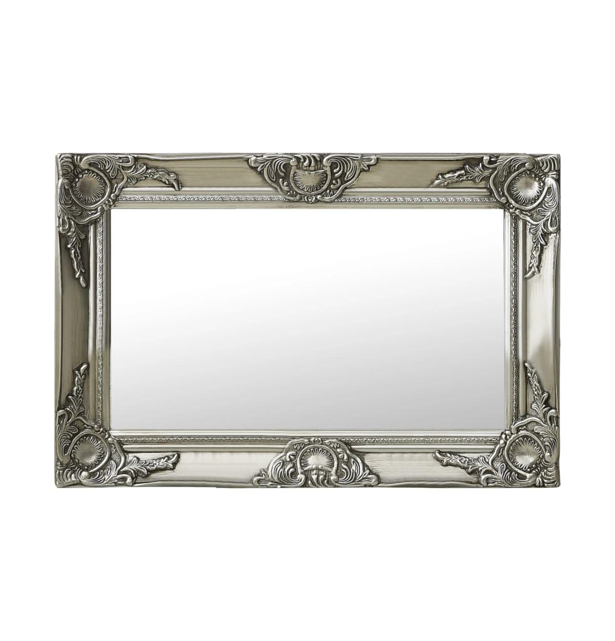 Wall Mirror Baroque Style 23.6"x15.7" Silver - Silver