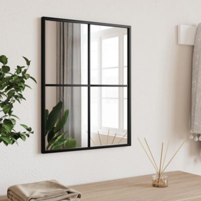 Wall Mirror Black Glass, Powder-coated iron 15.7 x 19.7 in