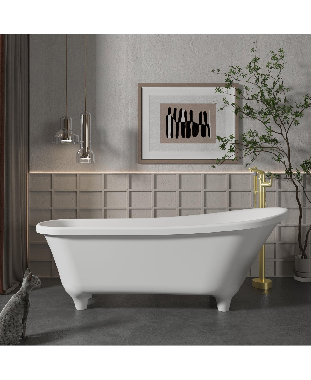 Mondawe Single-Handle Modern Floor Mount Freestanding Bathtub Faucet with Handheld Shower