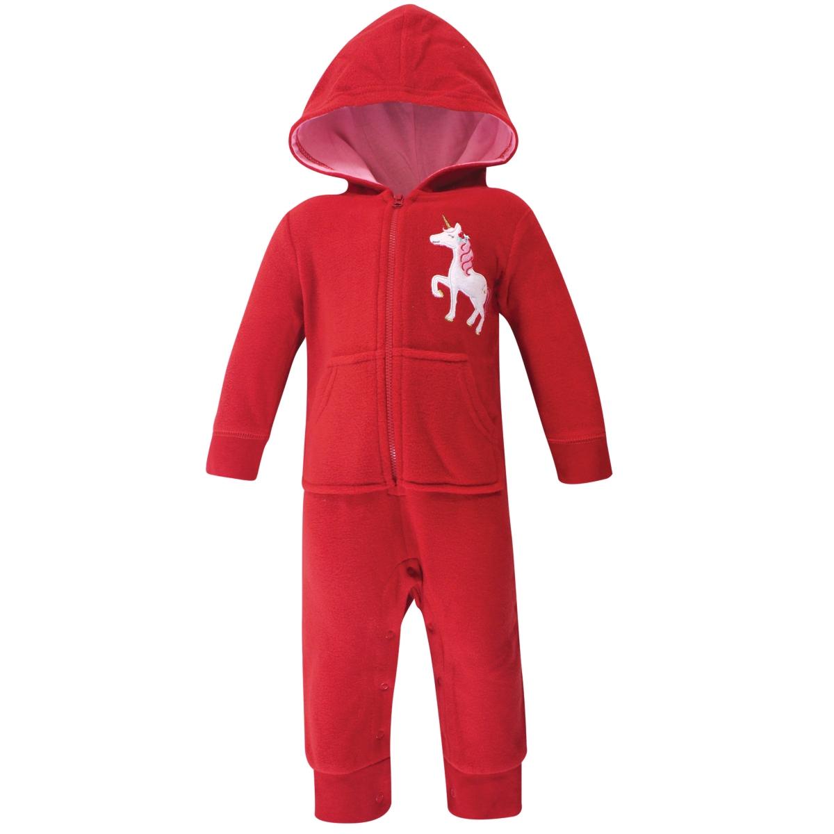 Hudson Baby Baby Girls Fleece Jumpsuits, Coveralls, and Playsuits 2pk,- Christmas unicorn